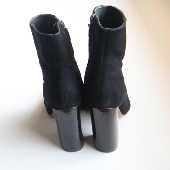 SCHUTZ Ravan Black Suede Leather Block Heel Ankle Boots / Booties Size 7.5 - Picture 6 of 16